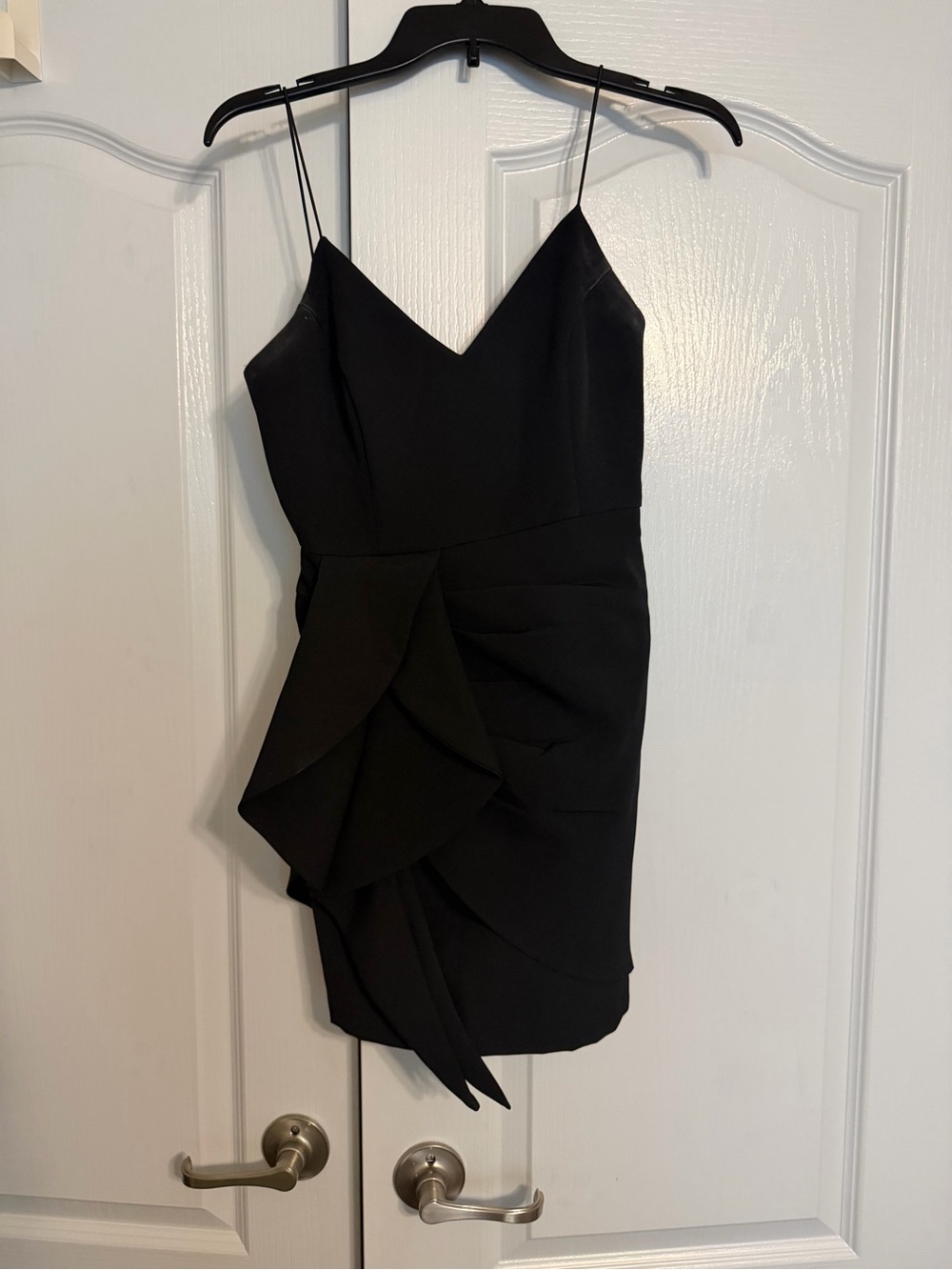 Lulu's Black V-Neck Ruffle Mini Dress